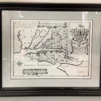 B437 Chesapeake Bay and the Potomac River Map from 1671 in Latin