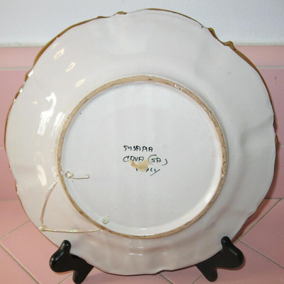 MS Vintage Italy Ceramic 11" Wall Plate / Plaque Pisapia Cava Italian Floral Hand Painted
