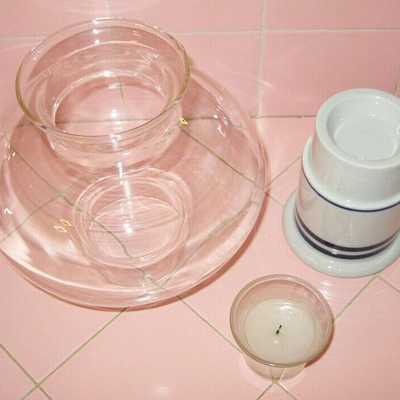 MS Vintage Dansk Christianshavn Blue Hurricane Lamp Votive Candle Glass Shade Japan