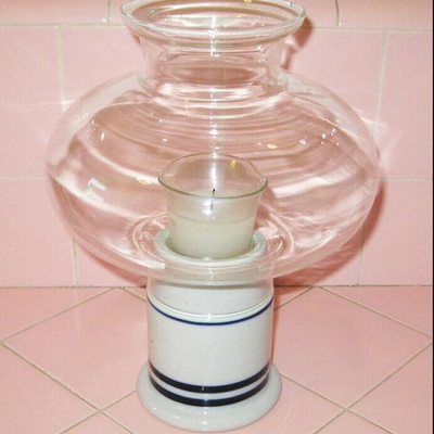 MS Vintage Dansk Christianshavn Blue Hurricane Lamp Votive Candle Glass Shade Japan
