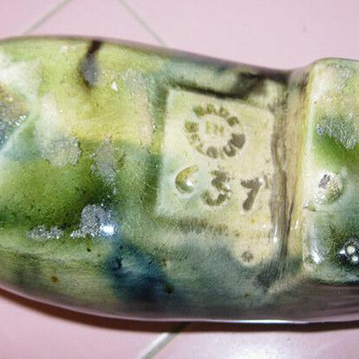 MS Vintage 1930s Dutch Shoe Wall Pocket Ceramic 6.5" Made Belgium #637 Wooden Drip Glaze