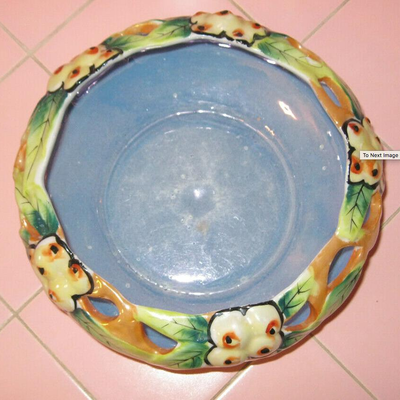 MS 1930s Flower Vase / Bowl Star Brand Japan Lusterware White Cherry Luster