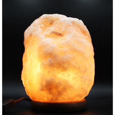 9 Inch Himalayan Crystal Rock Salt Lamp on Wooden Base