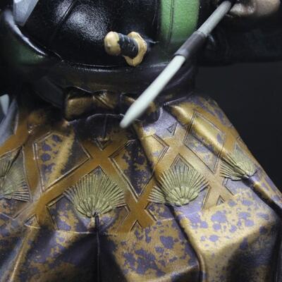 Vintage Painted Metal Copper Bronze Brass Japanese Samurai Soldier Fighter Statue