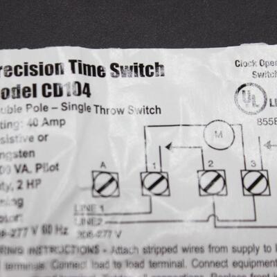 Clock Operated Precision Time Switch #CD104 Sprinklers Pool Filter Lights
