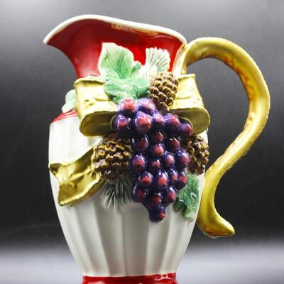 Retro Decorative Ceramic Grape Pine Cone Christmas Holiday Pitcher
