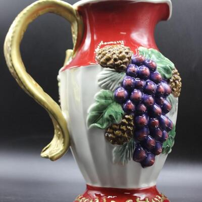 Retro Decorative Ceramic Grape Pine Cone Christmas Holiday Pitcher