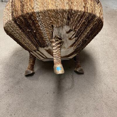 Genuine Zebra Hide Drum/Coffee Table