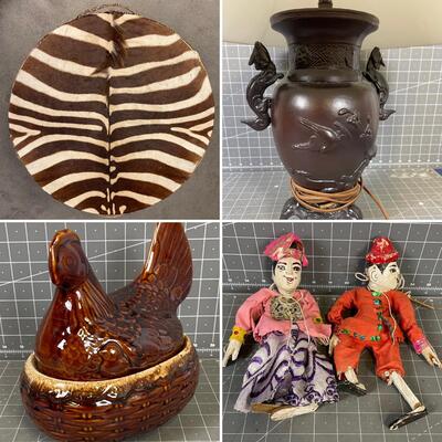 Genuine Zebra Hide Drum/Coffee Table