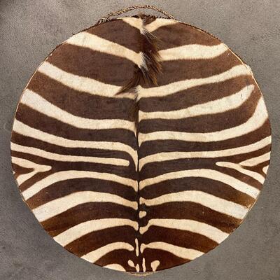 Genuine Zebra Hide Drum/Coffee Table