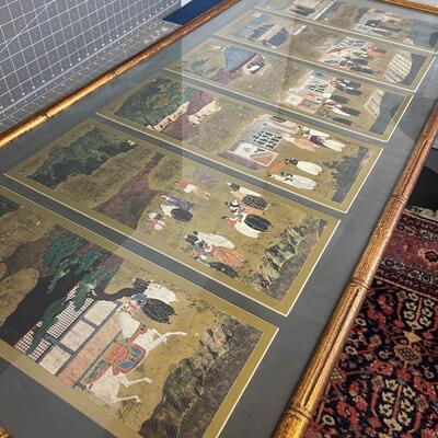 6 Asian Panels, framed. 