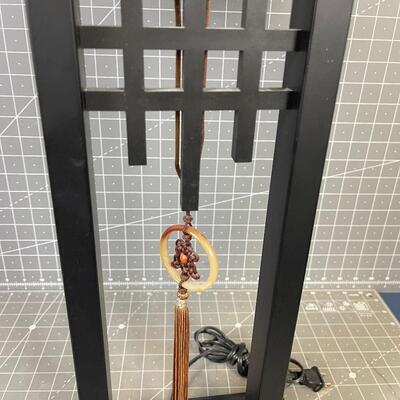 Black Metal Asian Flair Table Lamp