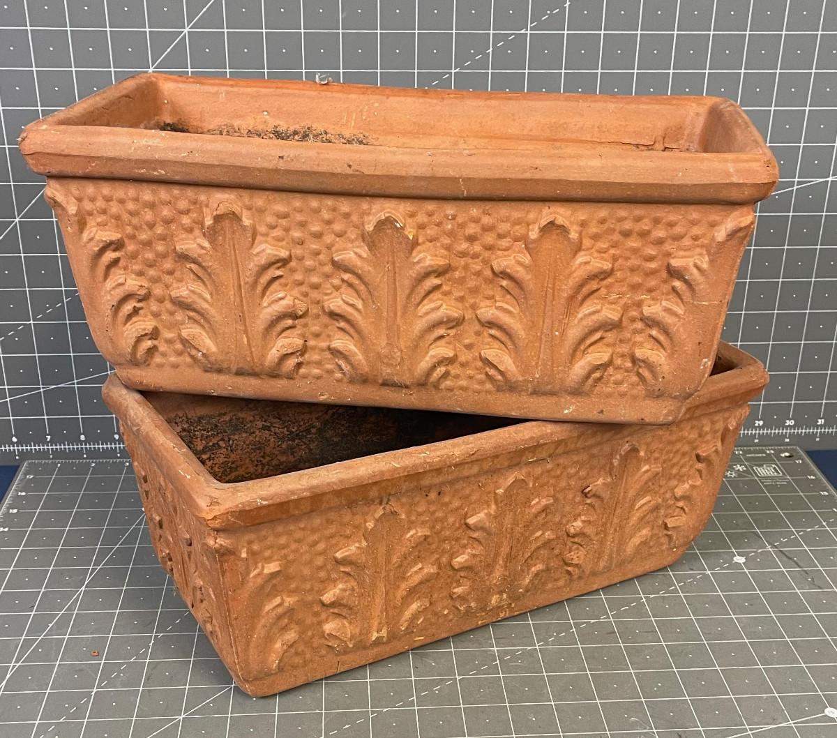 2 Terracotta Rectangular Planters
