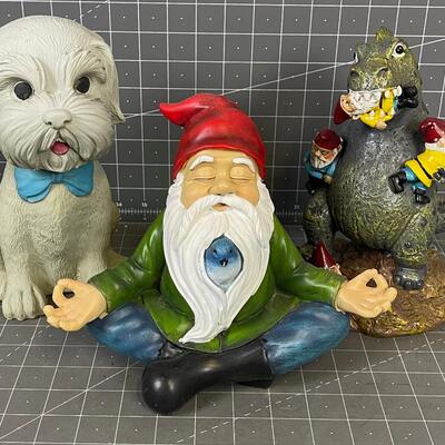Gnome Hippie, Godzilla and the Bobble Head Puppy 