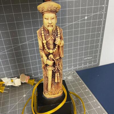 Asian Pair of Lamps, RESIN (Not Ivory) 