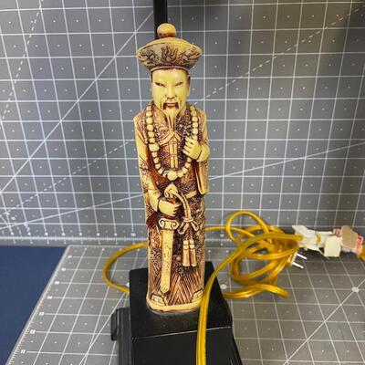 Asian Pair of Lamps, RESIN (Not Ivory) 