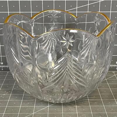 Crystal Serving Bowl Gold Rim