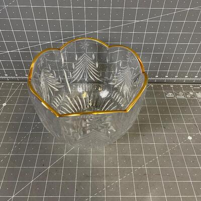 Crystal Serving Bowl Gold Rim