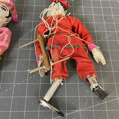 2 Vintage Puppets Marionettes 