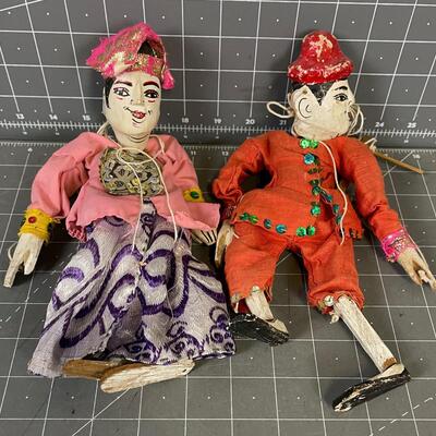 2 Vintage Puppets Marionettes 
