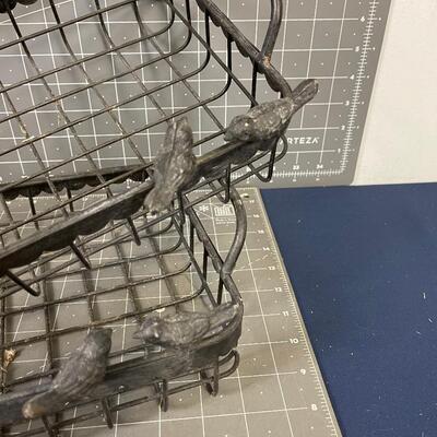 Metal Baskets with Cast Iron Birds 