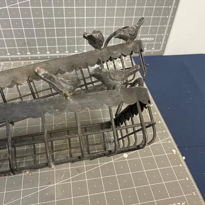 Metal Baskets with Cast Iron Birds 
