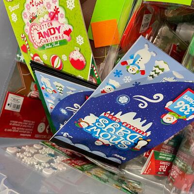 Tub Full of Craft Items for Kids. 