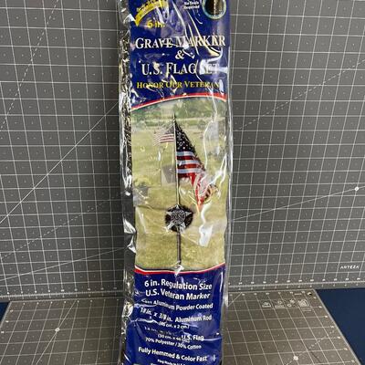 US Flag and Grave Set, for a veteran