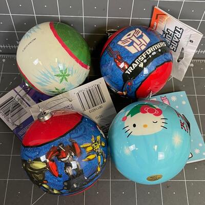 Cartoon Christmas Ornaments Transformers, Ninja Turtles and Hello Kitty