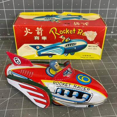 Friction Rocket Racer Ship with Box, Vintage 