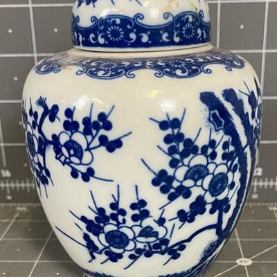 Blue Transferware  Ginger Jar 