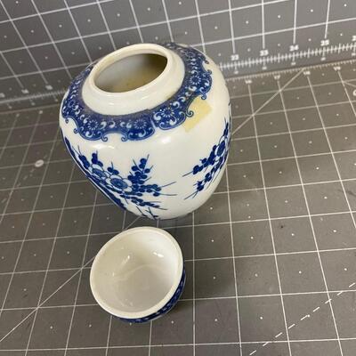 Blue Transferware  Ginger Jar 