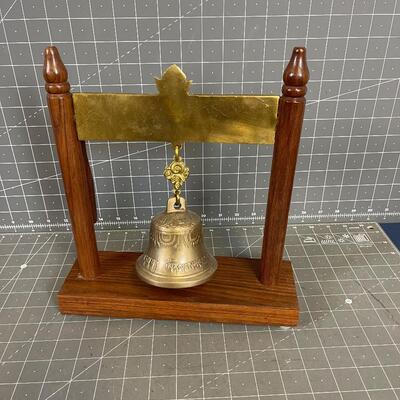 Little Brass BELL/GONG with teak wood stand 