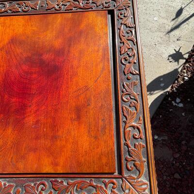 AA   ANTIQUE CHINESE HEAVILY CARVED DRAGON SIDE TABLE MAHOGANY
