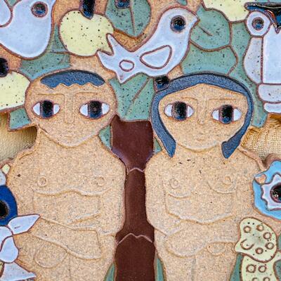 AA   VINTAGE MAUR CERAMICS ADAM & EVE WALL PLAQUE