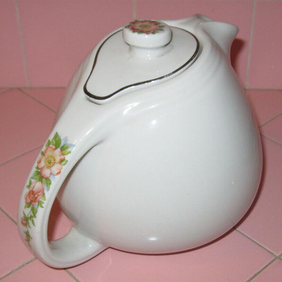 MS 1945 Hall China Rose Parade Teapot Quality Kitchenware White Sani 4 cup #1259