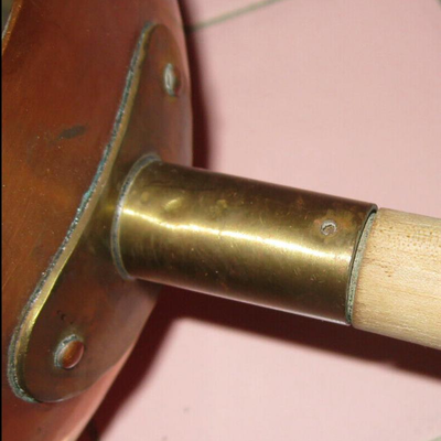 MS Vntg Copper Fondue Pot and Stand Meersburg West Germany Brass & Wood Handle 2 Qt