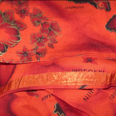 MS Vintage 1960s Hawaiian Dress Muumuu Red Black Islands of Hawaii Ui Maikai