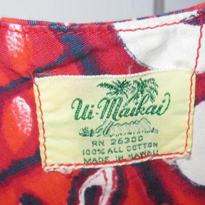 MS Vintage 1960s Hawaiian Dress Muumuu Red Black Hawaii Ui-Maikai
