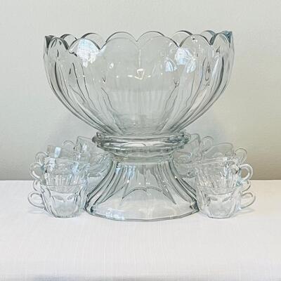 HEISEY ~ Egg Nog / Punch Bowl: 12 Matching Cups Included  *See Details