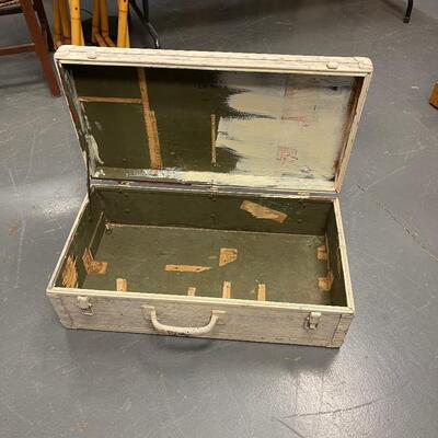 Foot Locker With Handle and White Metal Banding 