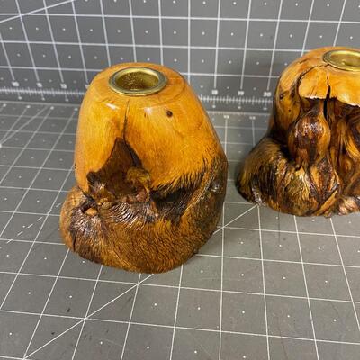 Wood Candle Sticks 