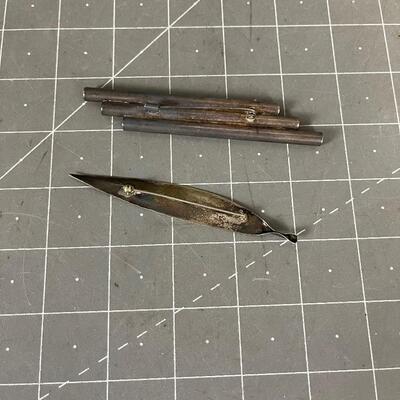 2 Pins: Abstract MCM Sterling Silver Pins Feather and Pipes. 