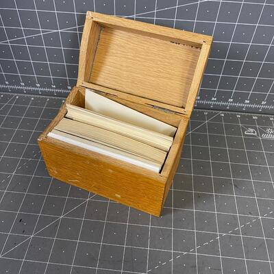OAK Index Card File Box 