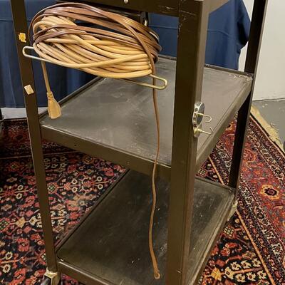 Audio Visual Cart with Plug Bar and Extension Cords. 