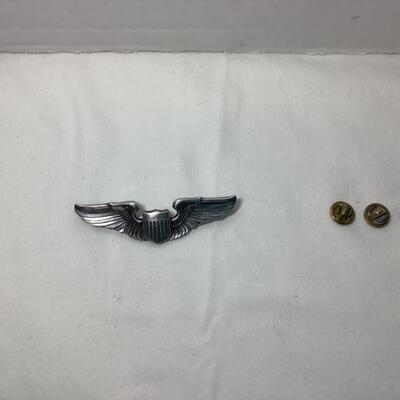 A - 500 WWII Army Air Force Pilot Sterling Silver Pinback Wing