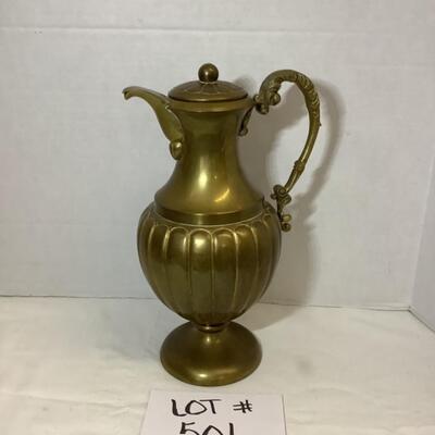 A - 501  Vintage Brass Thermos Water Pitcher