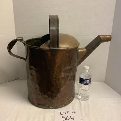 A - 504 Large Victorian Footed Copper Watering Can