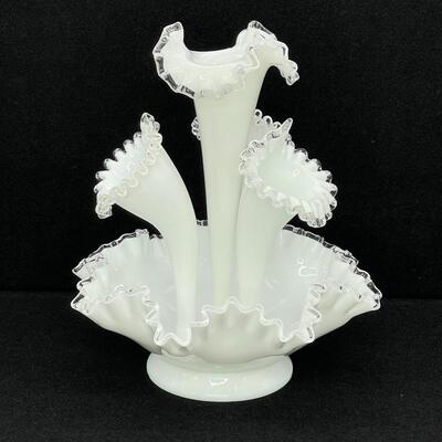 FENTON~ Silver Crest Large Epergne ~ Add Your Own Christmas Decor / Flowers