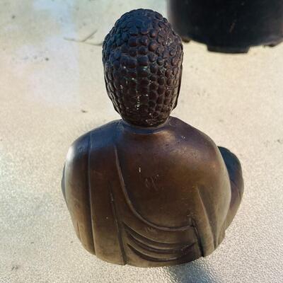 AA    VINTAGE METAL SEATED BUDDAH